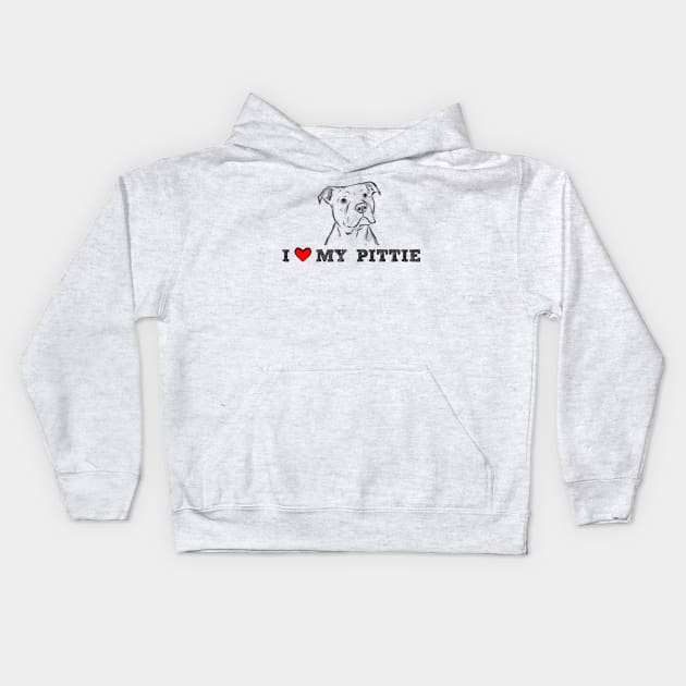 I Love My Pittie, Pitbull Love Kids Hoodie by sockdogs